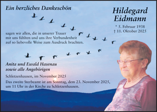 Traueranzeige von Hildegard Eidmann von FZ