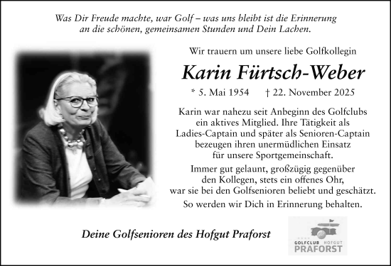 Traueranzeige von Karin Fürtsch-Weber von FZ