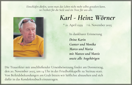 Traueranzeige von Karl-Heinz Wörner von FZ