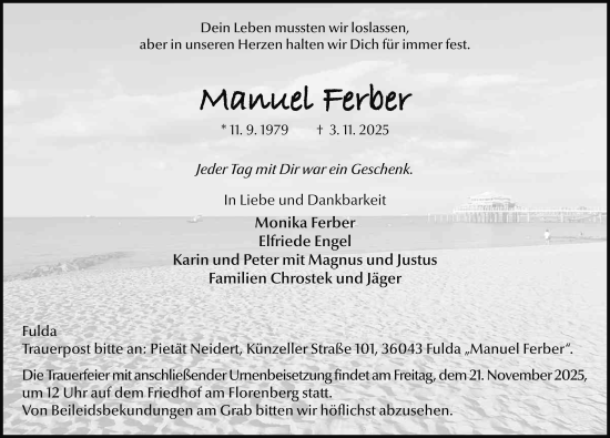 Traueranzeige von Manuel Ferber von FZ