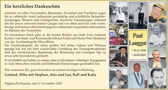 Traueranzeige von Paul Langgut von FZ