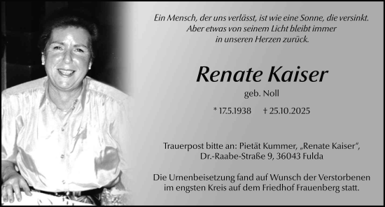 Traueranzeige von Renate Kaiser von FZ