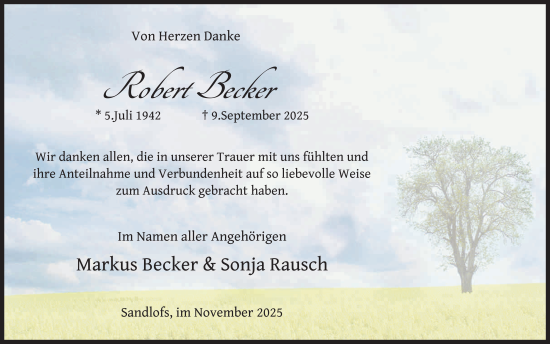 Traueranzeige von Robert Becker von FZ