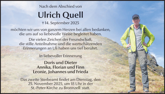 Traueranzeige von Ulrich Quell von FZ