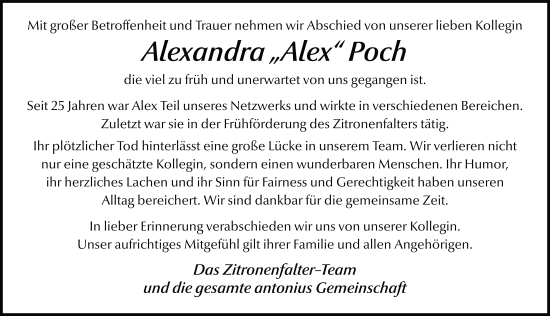 Traueranzeige von Alexandra Poch von FZ