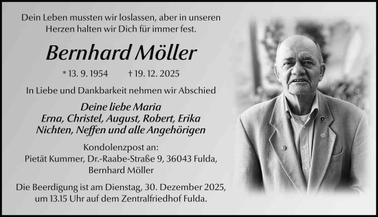 Traueranzeige von Bernhard Möller von FZ