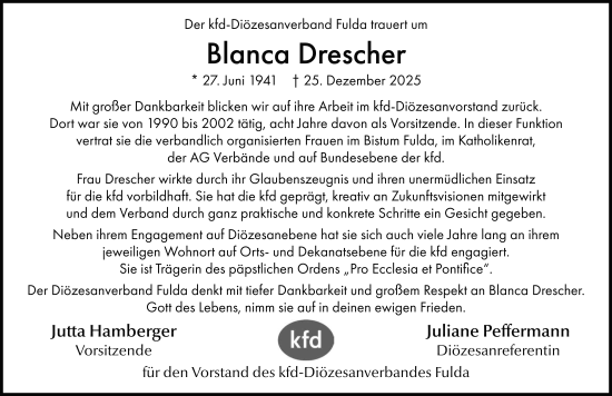Traueranzeige von Blanca Drescher von FZ