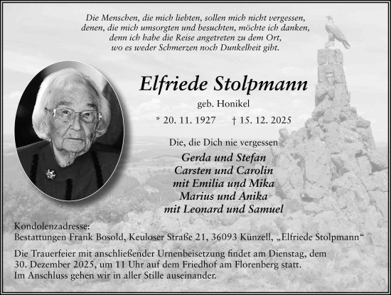 Traueranzeige von Elfriede Stolpmann von FZ