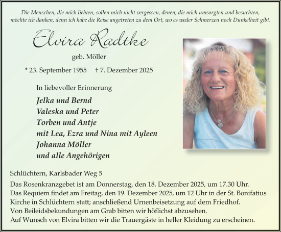 Traueranzeige von Elvira Radtke von FZ