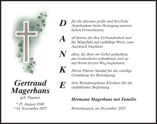 Traueranzeige von Gertraud Magerhans von FZ