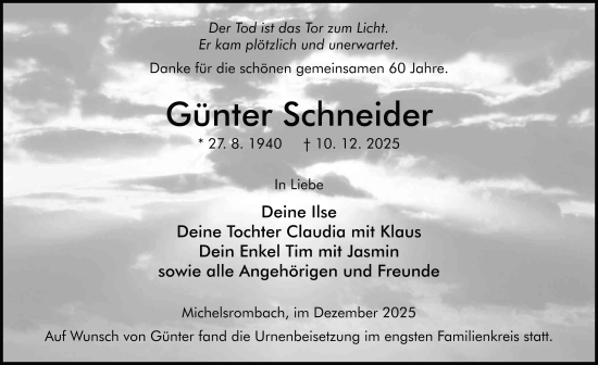 Traueranzeige von Günter Schneider von FZ