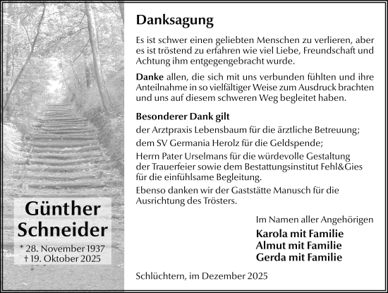Traueranzeige von Günther Schneider von FZ