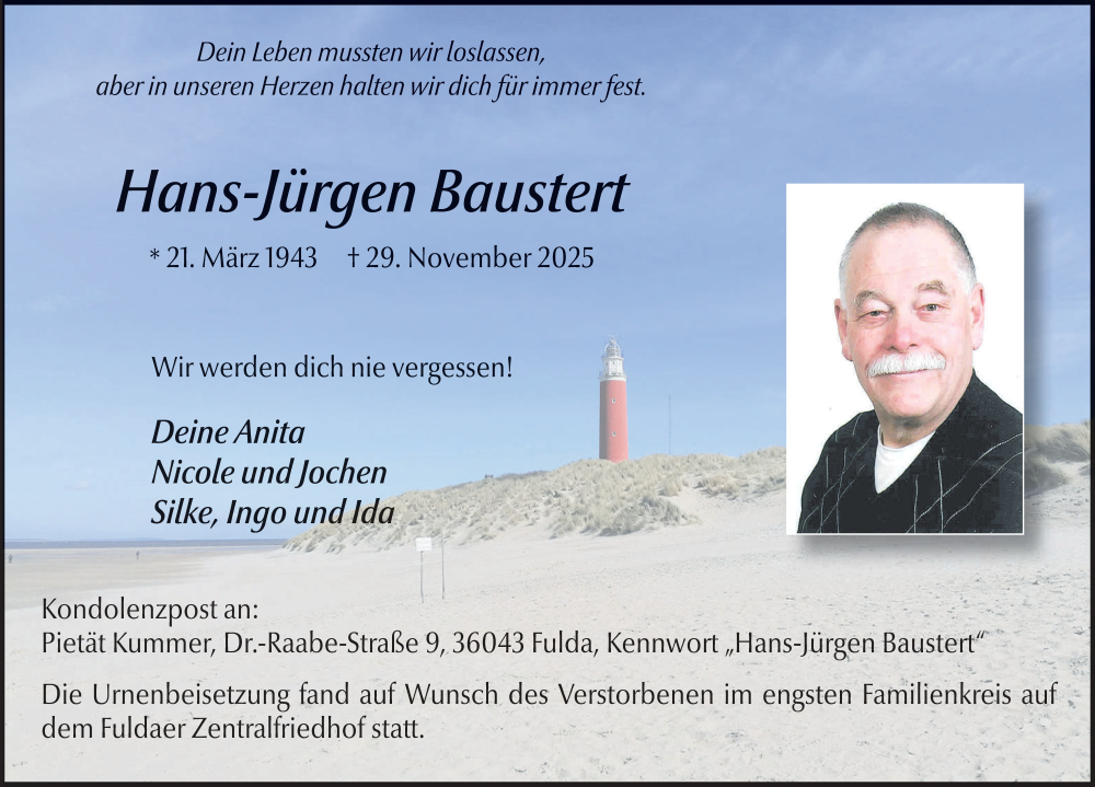  Traueranzeige für Hans-Jürgen Baustert vom 13.12.2025 aus FZ