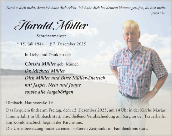 Traueranzeige von Harald Müller von FZ