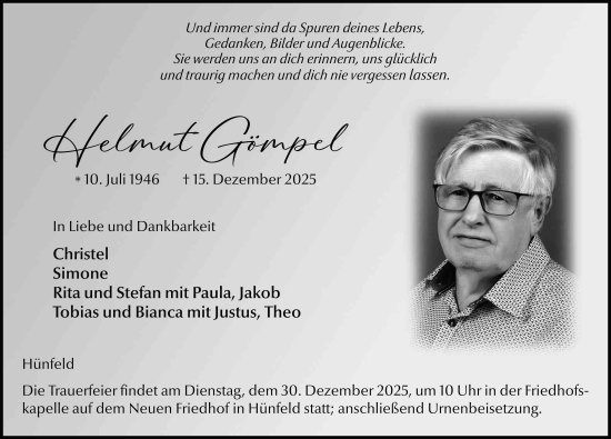 Traueranzeige von Helmut Gömpel von FZ