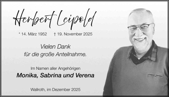 Traueranzeige von Herbert Leipold von FZ