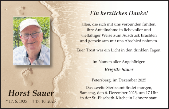 Traueranzeige von Horst Sauer von FZ