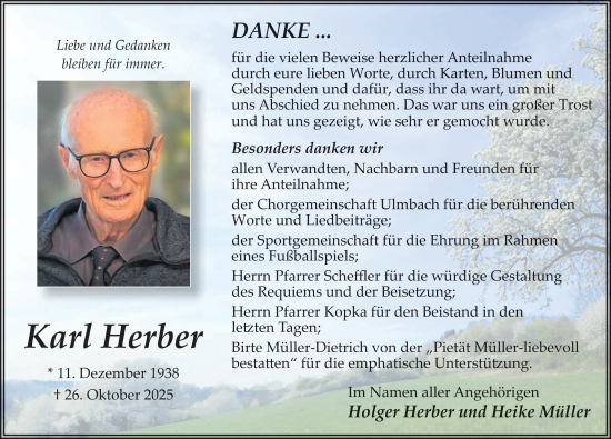 Traueranzeige von Karl Herber von FZ