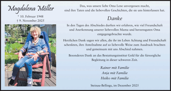 Traueranzeige von Magdalena Möller von FZ