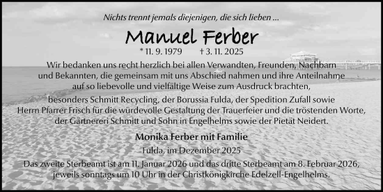 Traueranzeige von Manuel Ferber von FZ