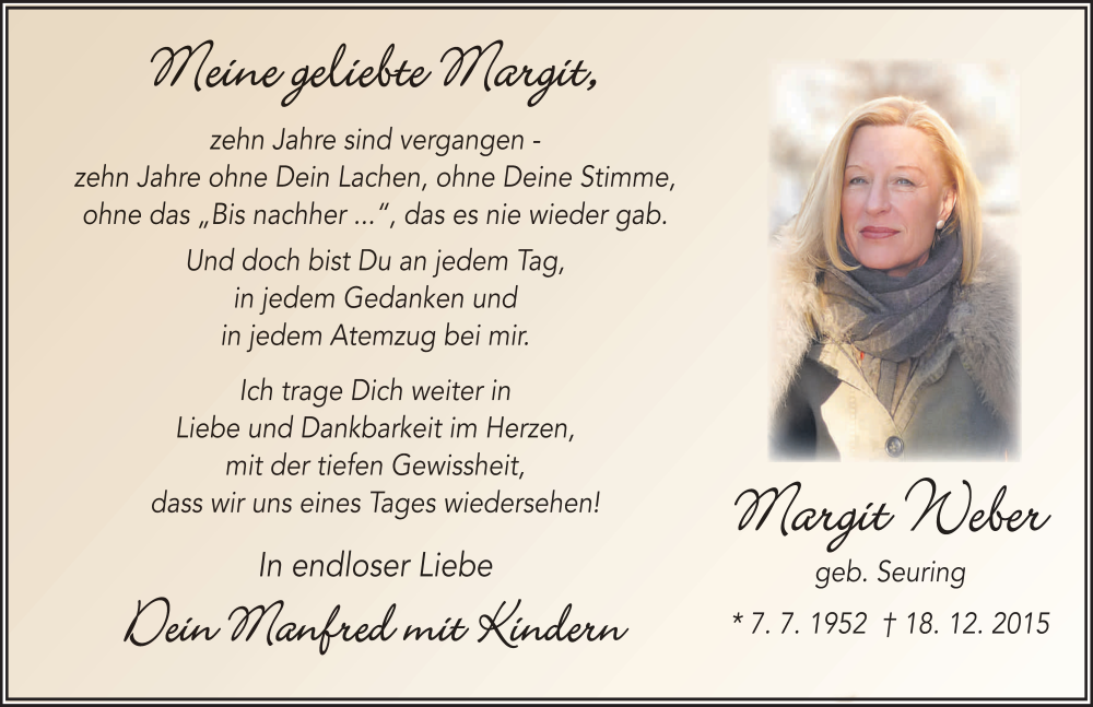  Traueranzeige für Margit Weber vom 18.12.2025 aus FZ