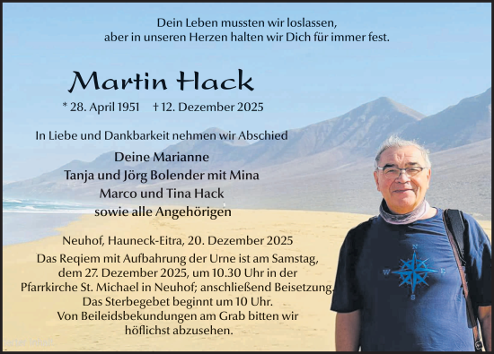 Traueranzeige von Martin Hack von FZ