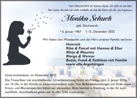 Traueranzeige von Monika Schuch von FZ