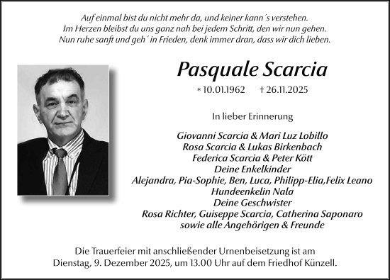 Traueranzeige von Pasquale Scarcia von FZ