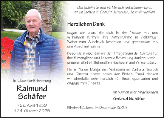 Traueranzeige von Raimund Schäfer von FZ