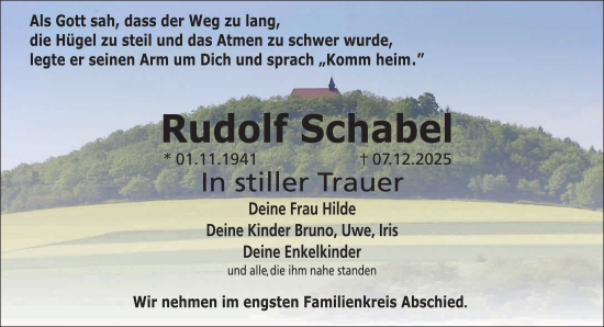 Traueranzeige von Rudolf Schabel von FZ