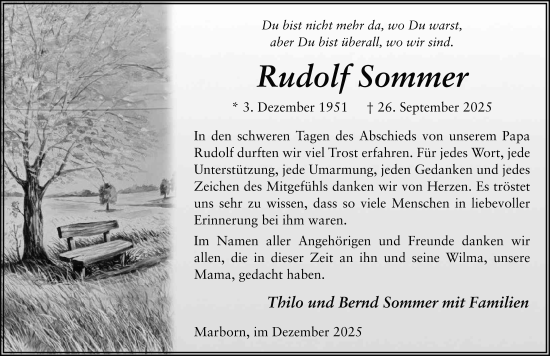 Traueranzeige von Rudolf Sommer von FZ