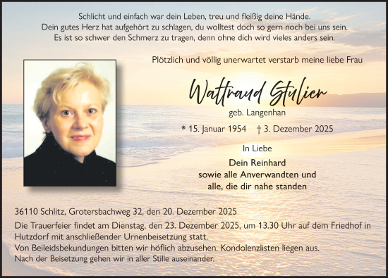 Traueranzeige von Waltraud Stulier von FZ