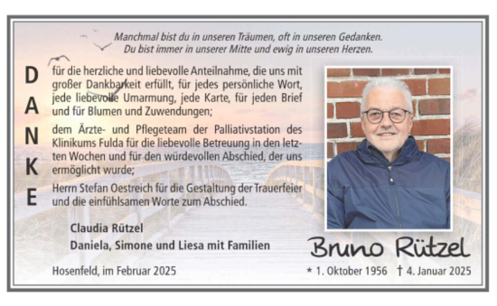 Traueranzeige von Bruno Rützel von FZ