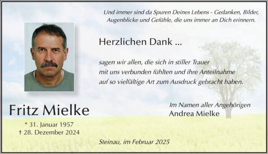 Traueranzeige von Fritz Mielke von FZ