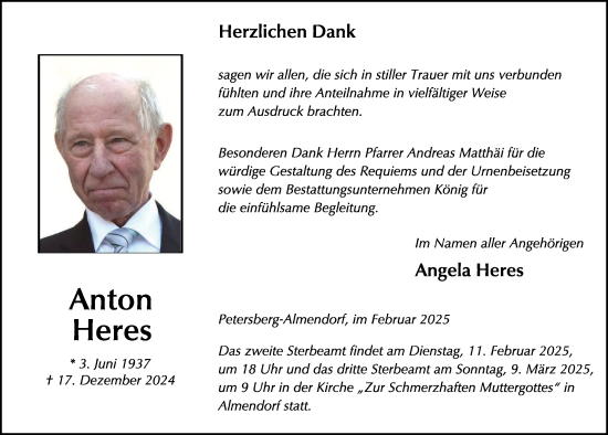 Traueranzeige von Anton Heres von FZ