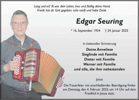 Traueranzeige von Edgar Seuring von FZ