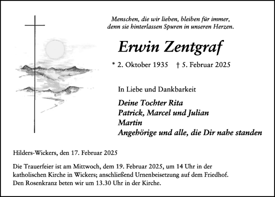 Traueranzeige von Erwin Zentgraf von FZ