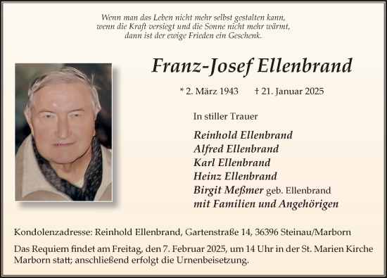 Traueranzeige von Franz-Josef Ellenbrand von FZ