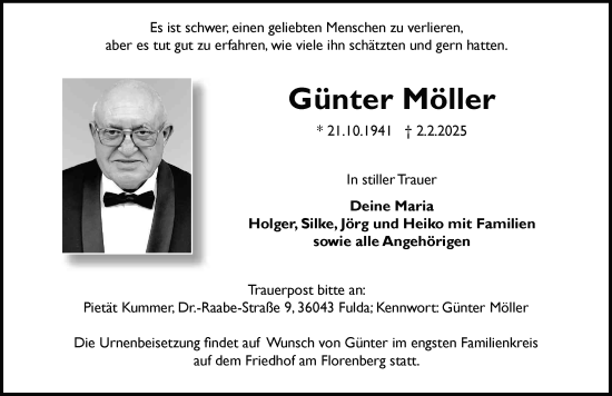 Traueranzeige von Günter Möller von FZ