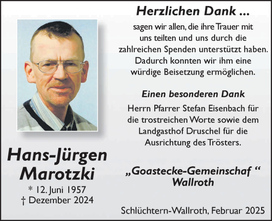 Traueranzeige von Hans-Jürgen Marotzki von FZ