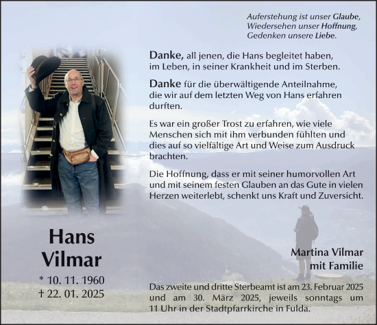 Traueranzeige von Hans Vilmar von FZ