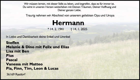 Traueranzeige von Hermann Gerlach von FZ