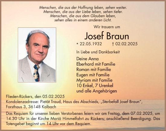 Traueranzeige von Josef Braun von FZ