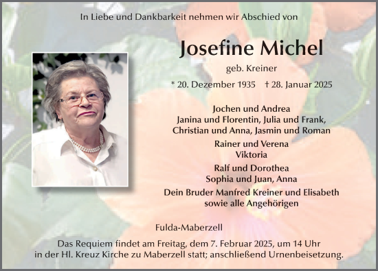 Traueranzeige von Josefine Michel von FZ