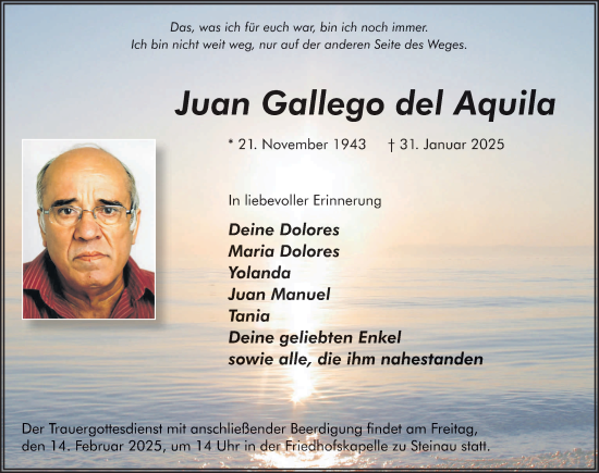 Traueranzeige von Juan Gallego del Aquila von FZ