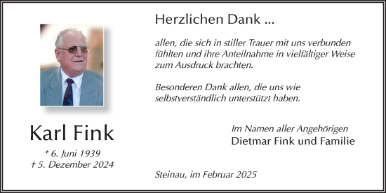 Traueranzeige von Karl Fink von FZ