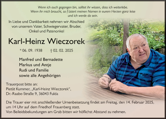 Traueranzeige von Karl-Heinz Wieczorek von FZ