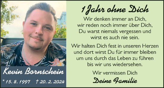 Traueranzeige von Kevin Bornschein von FZ