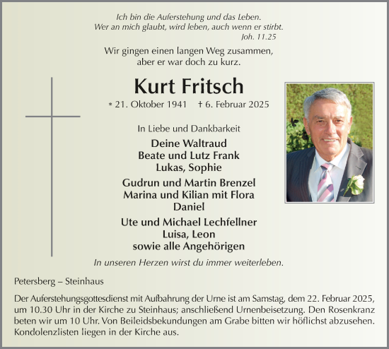 Traueranzeige von Kurt Fritsch von FZ