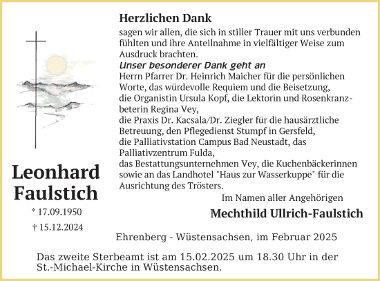 Traueranzeige von Leonhard Faulstich von FZ